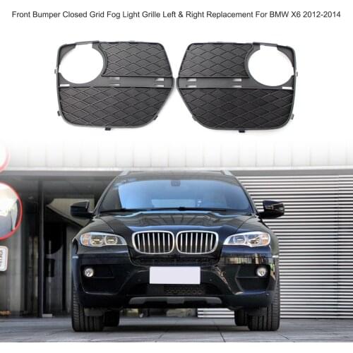2pcs Car Front Closed Fog Lamp Cover Bumper Grille Trim 51117312605,51117312606 Left & Right For BMW X6 E71 2012-2014