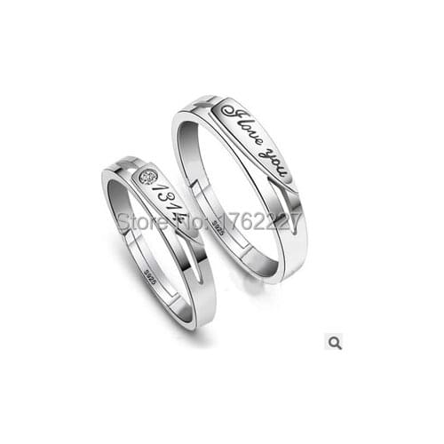 2015 wholesale price 925 sterling silver crystal rhinestone wedding couple on the ring can be adjusted (one pair) free shipping