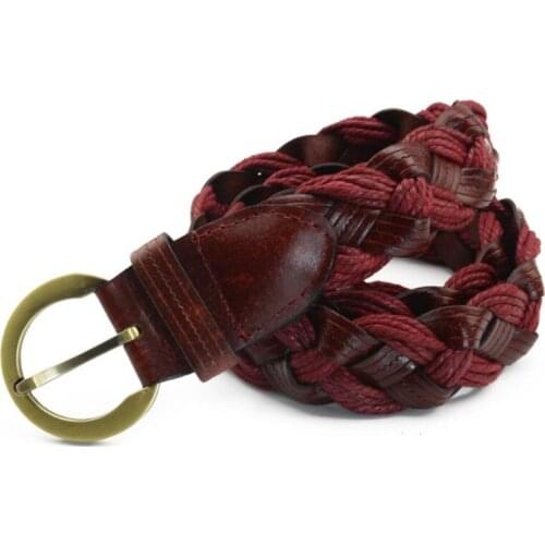 2021 Luxury Belts for Women Fashion High Quality Twist Weaving Design Pin Buckle Leather Belts