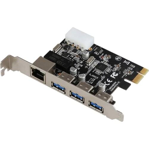 3 Ports USB 3.0 PCI-E to External HUB + RJ-45 Gigabit Ethernet Network Card 10/100/1000Mbps PCI Express USB3.0 LAN Adapter Combo
