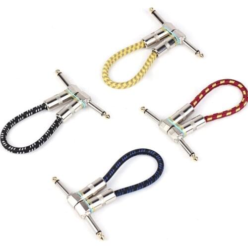 4 Pcs Multicolor Tweed Woven Jacket Guitar Patch Cable with 1/4" Right Angle Plugs