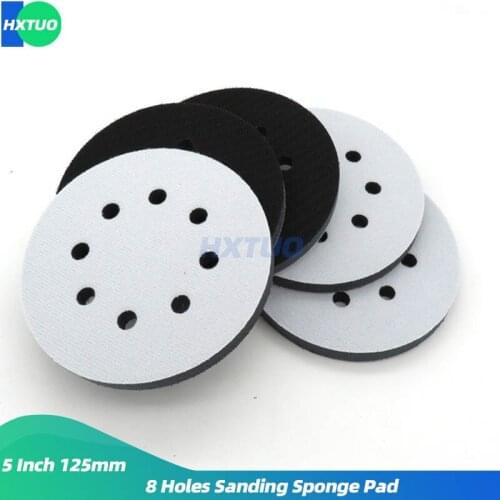 5 inch 8 Hole Sandpaper Pad Buffer Pad Tray Pad 125mm Polishing Disc Damping Protect Pad Pneumatic Sanding Sponge Disc Pad
