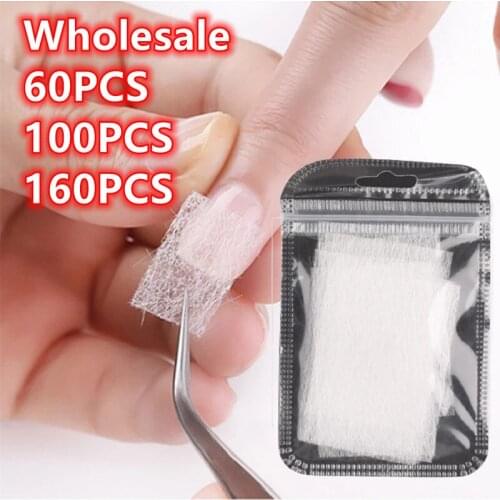 60/100/160pcs Silk Fiberglass For Nail Extension Form Non-Woven Silks UV Gel Building Fiber French Acrylic DIY Manicure Acces