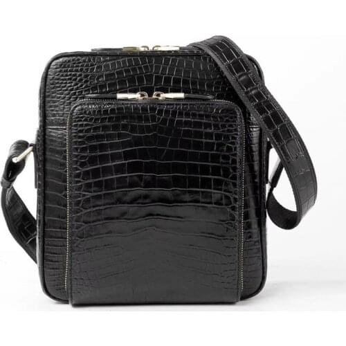 Business Style Genuine Crocodile Belly Skin Male Cross Bag Mens Small Shoulder Bag Authentic Alligator Leather Messenger Bag