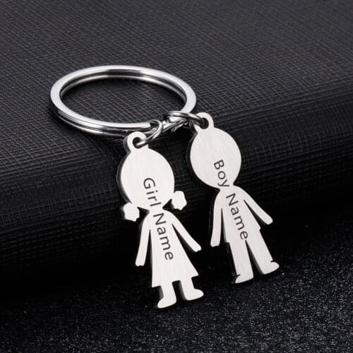 Custom Keychain Name Date Keychain Boy Girl Child Family Stainless Steel Key Ring Kid Pendant Gift For Man Women Jewelry keyring