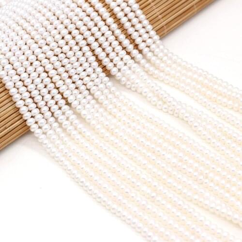 Natural Pearls Freshwater Cultured Flat Loose Beads for Jewelry Making DIY Bracelet Necklace Earrings Strand Size 3-4mm
