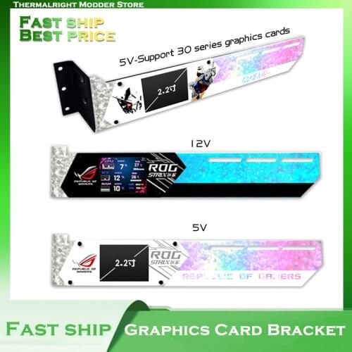 PC Case Decoration RGB Graphics Card Support GPU Bracket With 2.2 Inch Temperature Monitor AIDA 64 DIY Gundam ROG 5V/12V SYNC