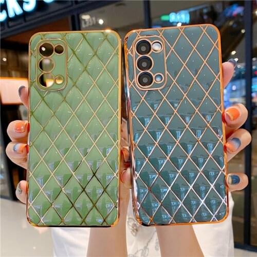 Luxury Diamond Glossy Plating Soft Silicon Phone Case For Samsung S21 Plus A52 5G A72 A12 A02S F62 A32 Back Cover
