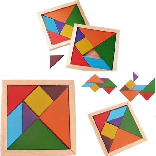 Baby Learning Educational Toy Thinking Training Game Toy Activity Board Kids Wooden Polygonal Geometric 3D Tangram Jigsaw Puzzle
