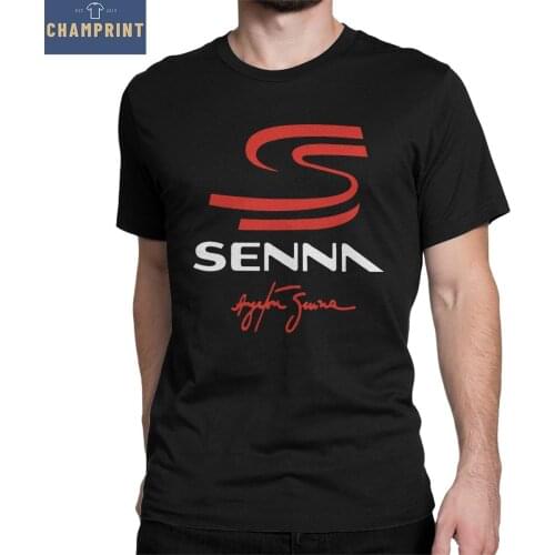 Men T-Shirt Ayrton Senna Signature Funny Cotton Tees Short Sleeve Racing Car T Shirt Round Neck Clothing Printed