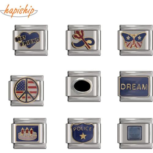 Hapiship 2021 Original Daisy Fashion Dream Beast Friend Italian Charm Fit 9mm Bracelet Stainless Steel Jewelry Making DJTop054