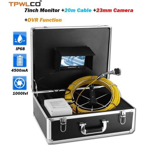 23mm 20m 7inch Screen Pipeline Inspection Push Camera System With DVR Function And Sun-visor Drain Inspection Camera