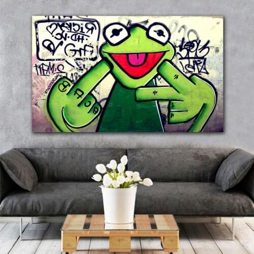 GoldLife Graffiti Frog Canvas Painting Pop Sreet Art Posters Wall Art Prints Canvas Painting for Living Room No Frame