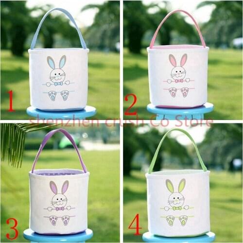 40pcs/lot bunny easter bucket hot selling new arrival 2019 Easter decoration canvas good quality monogram easter basket