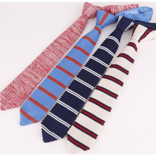Linbaiway 7cm Handmade Skinny Neck Ties for Men Knitted Solid Striped Necktie Wedding Dress Gravatas Para Homens Custom Logo