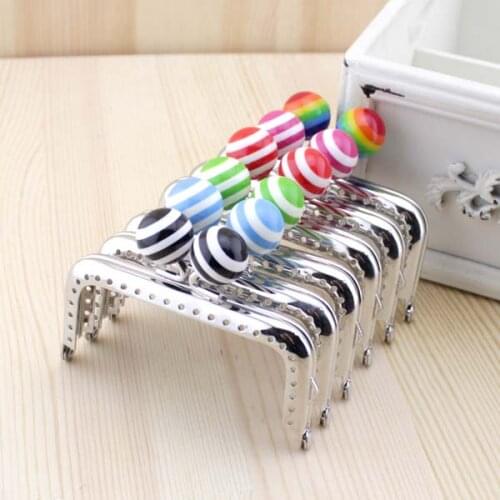 10PCS/LOT 8.5cm stripe lollipop bead Metal Purse Frame Square bright and clean Silver lace Coin Purse Frames,Freeshipping
