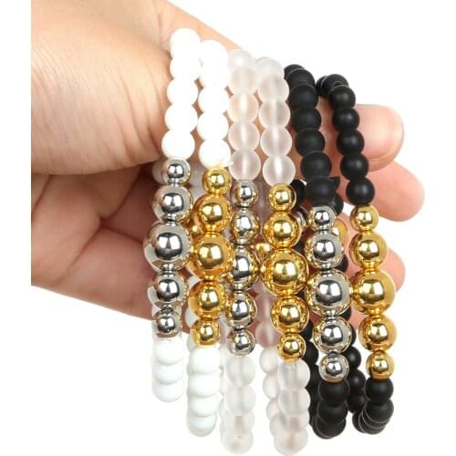 Fashion Charm Bracelet With CCB Plastic Round Beads Natural Stone Beaded Bracelet For Woman Man Yoga Jewelry