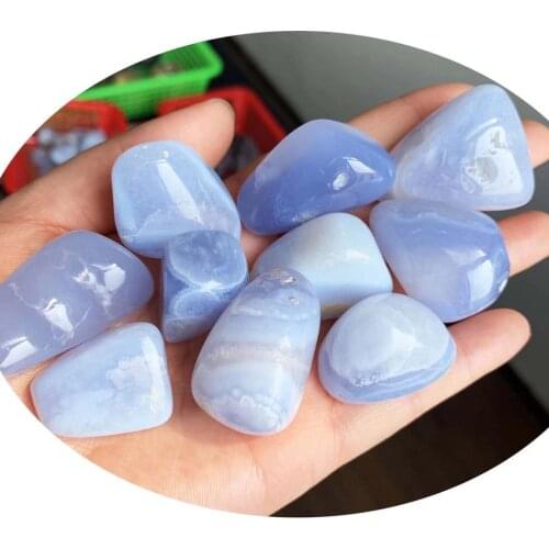 MOKAGY 18MM-25MM Natural Polished Blue Lace Agate Tumbled Stones Mineral Healing Crystal 10pc