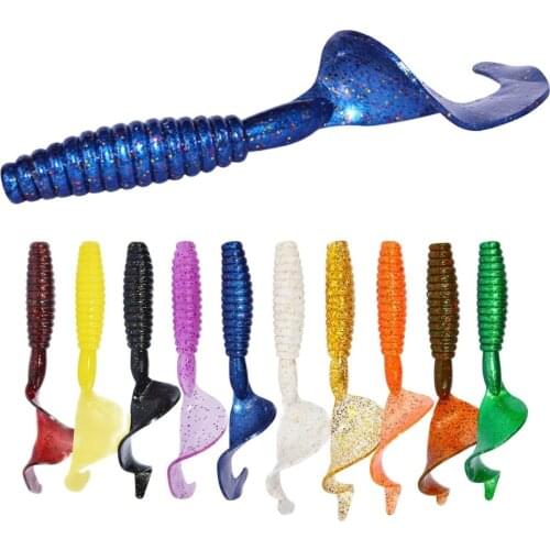 3pcs/lot Curl Worm Soft Bait 105mm 12g Jig Wobbler Artificial shrimp odor With salt Rubber Bass Fishing Lure Long Tail Swimbait