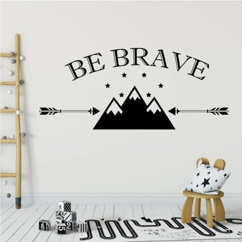 Mountain Nursery Room Wall Stickers Arrow Star Rustic Wall Decor Vinyl Decals Kids Room Advenrure Be Brave Quote Art Mural S460