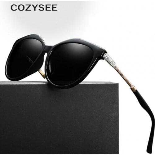 Polarized Sunglasses For Women Diamond Sun Glasses Brand Female Eyewear Retro Cat Eye Black Mirror Womans Fashion Trend