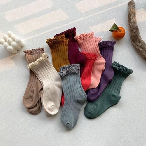 1-7 Years Toddlers Girls Socks Lace Cotton Kids Ankle Sock Striped Children School Socks Infant Baby Floor Sock
