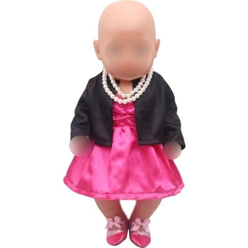 43 cm baby dolls Dress newborn Pink lace ballet dress Baby toys skirt fit American 18 inch Girls doll f320