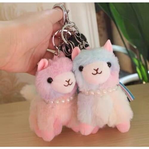 Plush lama keyring mobile phone accessory bag keychain car pendant soft lama alpacos doll small gifts boyfriends girlfriends