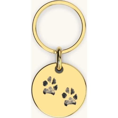 Custom Engrave 925 sterling silver Pet Paw Nose Round Key Chain Personalized KeyRing Dog Cats Keepsake Memorial Gifts Jewelry