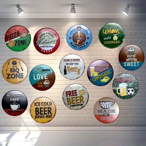 BBQ Zone Cold Beer Poster Metal Plate Irregular Signs Iron Painting Wall Hotel Pub Coffee Home Art Decor 30CM U-23