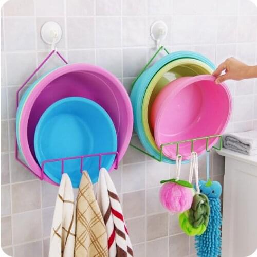 Strong Suction Cup Basin Wall Shelf Bathroom Wash Basin Rack Seamless Shelf Holder 3 Colors Free Shipping