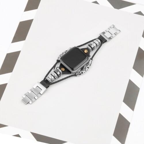 Punk Style Watch Band for Apple Watch Band 42mm 44mm Fashion Stainless Steel Link Bracelet Watchband for Iwatch 5 Band 40mm