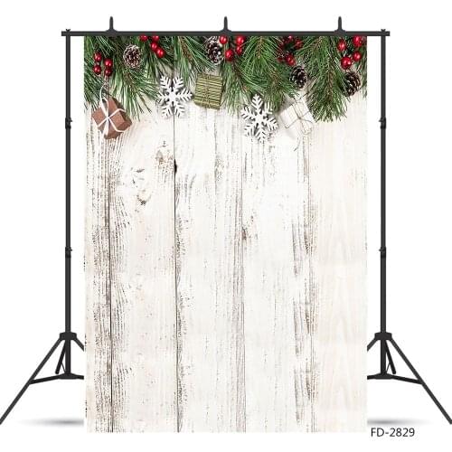 Christmas Gift Pine Branch Snowflake Wood Board Photography Decoration Children Baby Backdrops Background Photo Studio Props