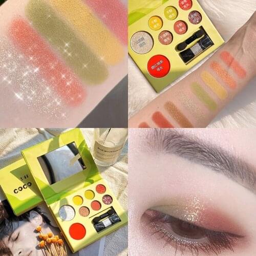 Avocado Blush High Gloss Eyeshadow All-in-one Disc Cheap Student Glitter Pearlescent Waterproof Long-lasting Eye Makeup