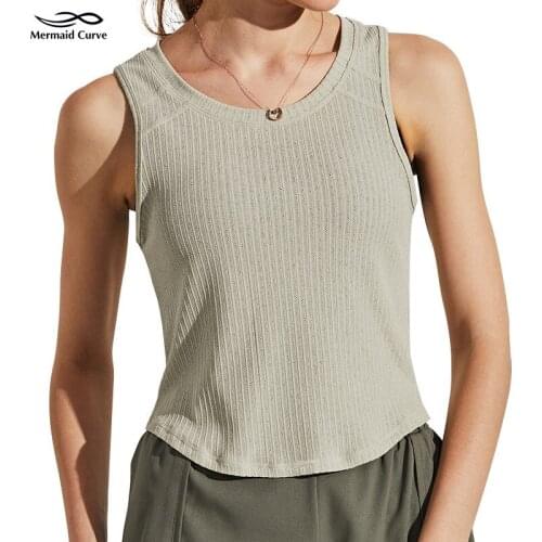 Mermaid Curve Sleeveless Yoga Shirt Quick Dry Thin Style Loose Gym Clothing Fitness Vest Suitable For Women Running Tank Tops