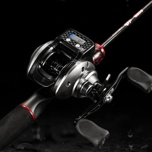 Double Handle Electronic Baitcasting Fishing Reel with Digital Display 6.3:1 16+1BB Left/Right Low Profile Line Counter Pesca
