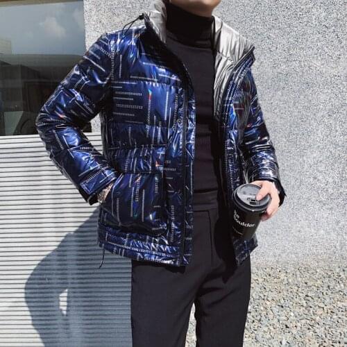 Blue Duck Down Jacket Men Parka 2021 Down Jacket Men Fashionable Bright Printed Coat Duck Down Jacket Kurtka Zimowa Men Clothing