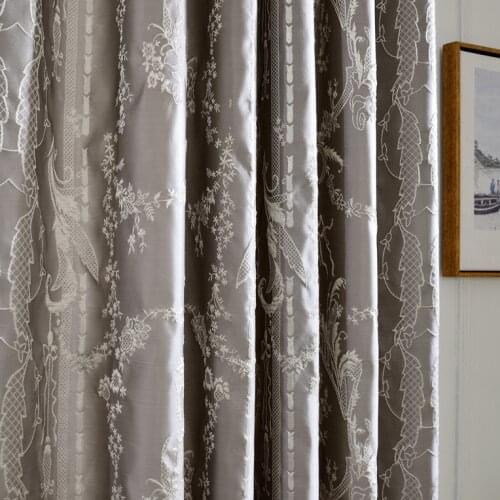 Light Luxury Retro Simple New Chinese High-precision Jacquard Gray High Shading Blackout Curtins for Living Room Bedroom