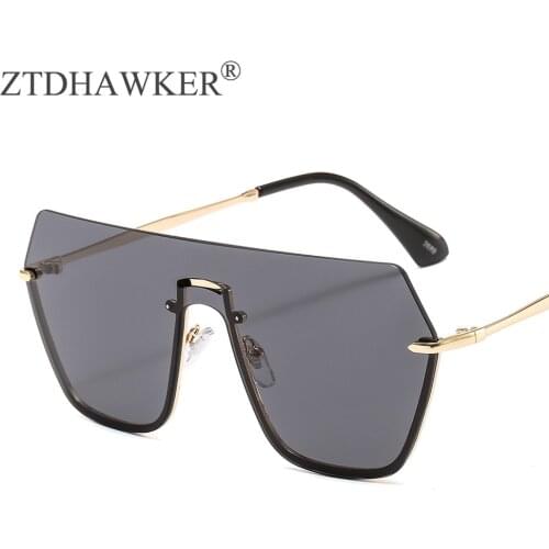 Trending Products One-piece Metal Big Frame Sunglasses Women New Unisex Sun Glasses for Men UV400
