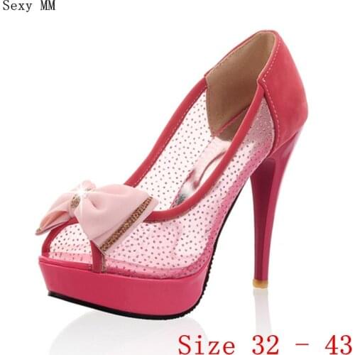 Women High Heels Peep Toe Platform Pumps Woman Party wedding Shoes High Heel Shoes Kitten Heels Plus Size 32 33 - 40 41 42 43