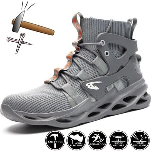 Safety Male Work Boots Indestructible Safety Shoes Men Steel Toe Shoes Puncture-Proof Work Sneakers Male Shoes Adult Work Shoes