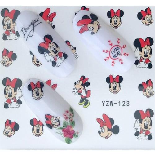 1PC Children Mickey Minnie Mouse Nail Stickers Disney Cartoon Girl Water Transfer Nails Sticker Kid Foil DIY Nail Art Decal Gift
