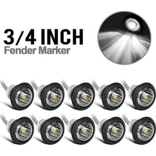 10PCS 3/4" 23MM Round LED Side light for Truck Trailer Bus with White/ Amber /Red LED as turn Lights Rear light back light