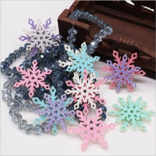 10pcs/lot Glitter Snowflake DIY Craft Hair Accessories Supplies Handmade Hair Bows Clips Headwear Applique