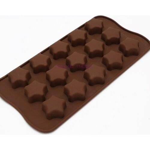 100pcs 15-Hole DIY Star Shape Silicone Chocolate Mold Star Candy Ice Cube Bakeware Silicone Fondant Cake Pastry Accessories