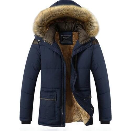 2019 Winter Jacket Men Casual Long Thick Warm Parkas Coat with Fur Hooded Overcoat Cotton Padded Military Jacket Men Size 5XL