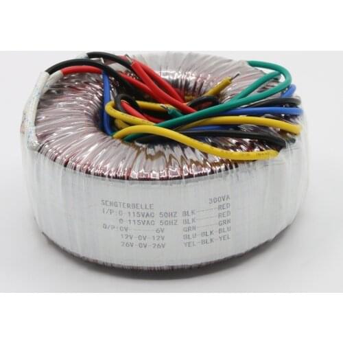 300W Pure Copper Audio Toroid Transformer 26V-0-26V 12V-0-12V + 6V Amplifier Power PSU