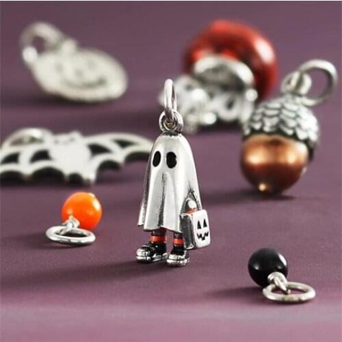 Halloween Series 3D Stereo Charms Stainless Steel Antique Silver Pendants for Necklace Bracelet DIY Jewelry Making Accessories