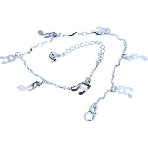 5pcs Wholesale Foreign Trade Simple Beach Ladies Anklet Foot Accessories Metal Chain Trend Fashion Musical Note Female Feet Bare