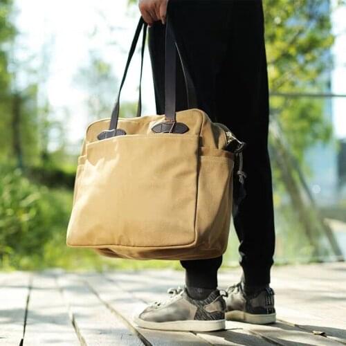 American Retro Wax Canvas Tote Bag Men and Women Shoulder Bag Casual Handbag Large Capacity